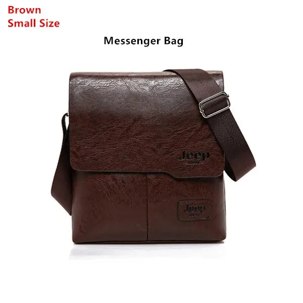 JEEP 2PC/Set Men Leather Messenger Shoulder Business Crossbody Famous Brand Bags