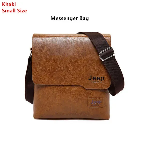 JEEP 2PC/Set Men Leather Messenger Shoulder Business Crossbody Famous Brand Bags