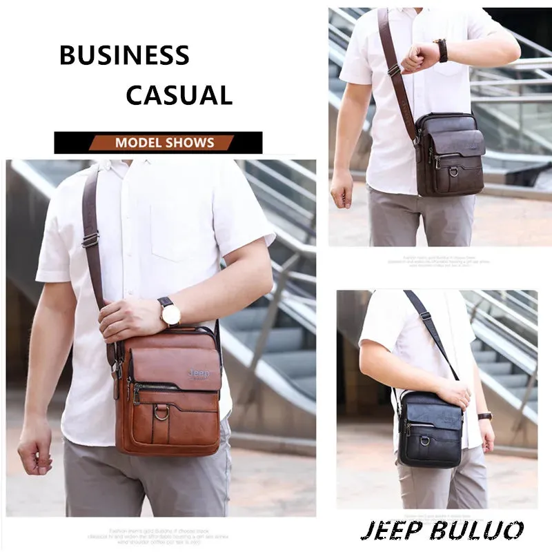 JEEP Crossbody Messenger Bags Business Brand Shoulder New Leather For Men