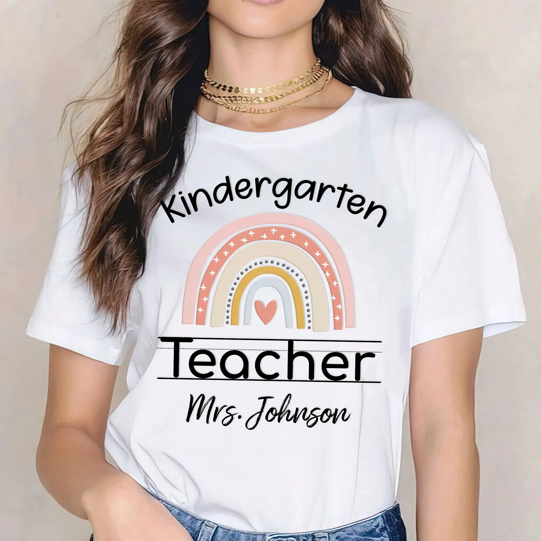 Kinder Crew Teaching Shirts, Personalized Kindergarten Teacher Shirt, Rainbow Kindergarten Shirt, Kinder Squad Shirt, Kinder Teacher Gift