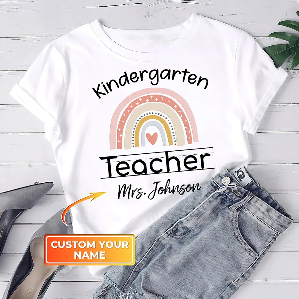 Kinder Crew Teaching Shirts, Personalized Kindergarten Teacher Shirt, Rainbow Kindergarten Shirt, Kinder Squad Shirt, Kinder Teacher Gift