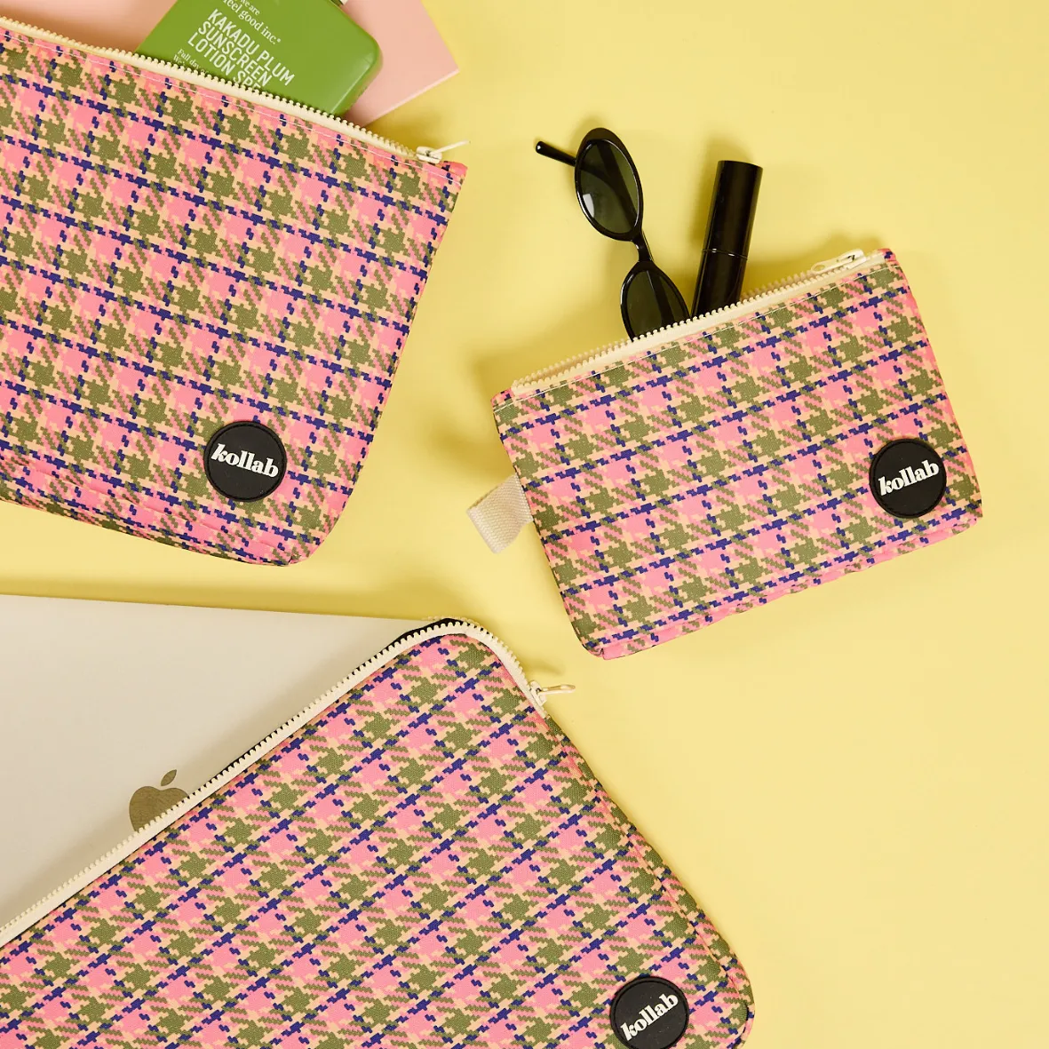 Laptop Case Pink Houndstooth
