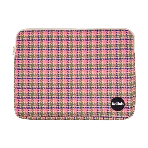 Laptop Case Pink Houndstooth