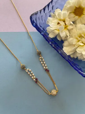 Latest Short Necklace Designs in Gold Finish Diamond Round Balls Layer Necklace