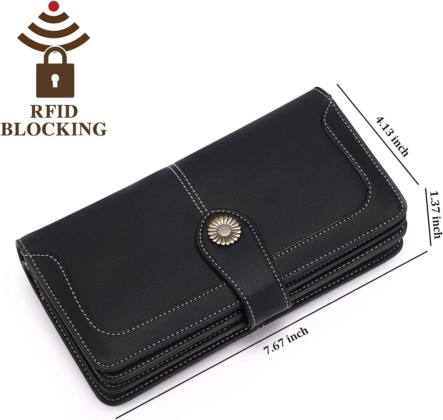 Leather Clutch for Women with Zipper Coin Pocket & Wristlet