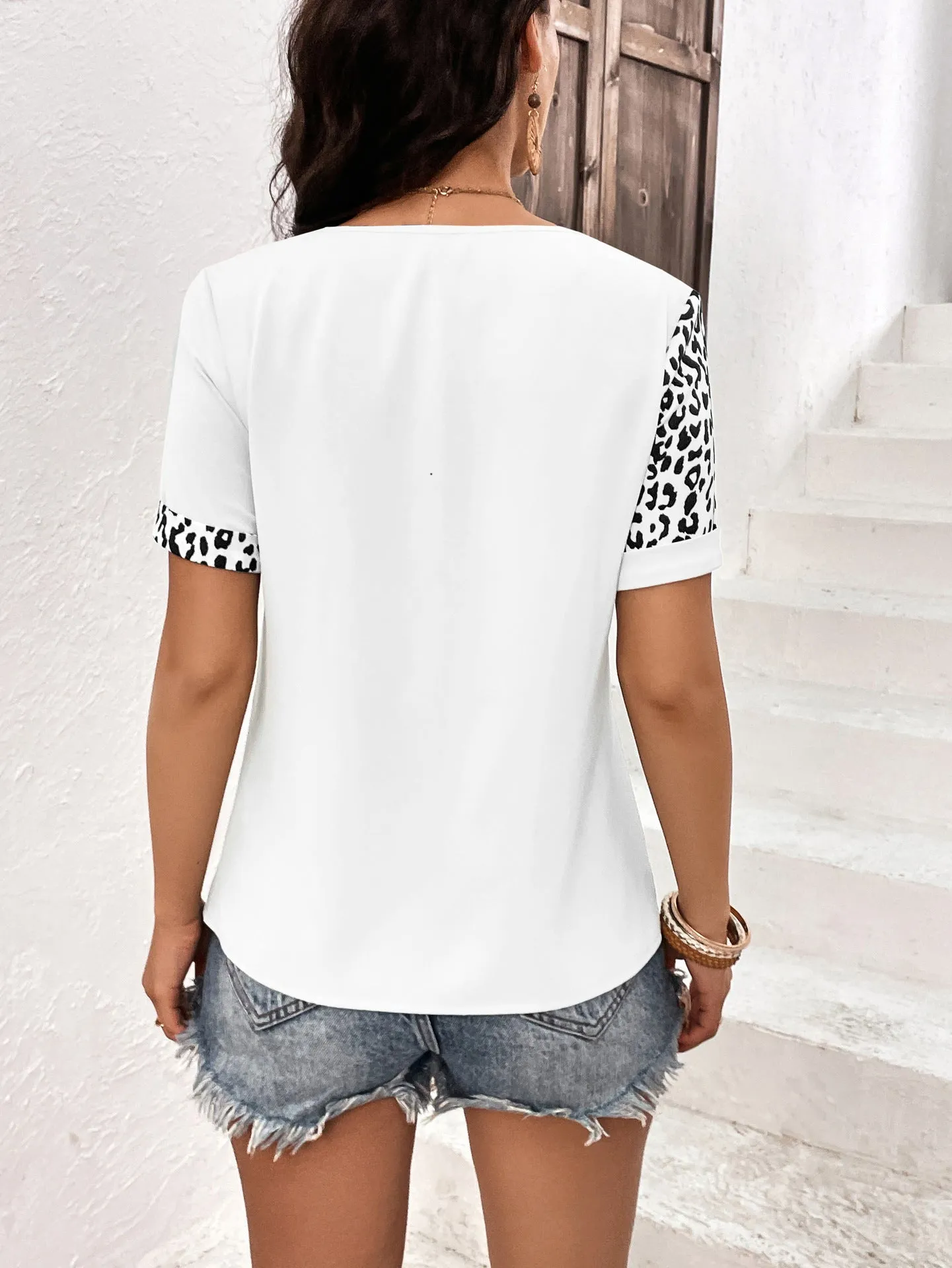Leopard Print Round Neck Short Sleeve Tee (3 Colors)
