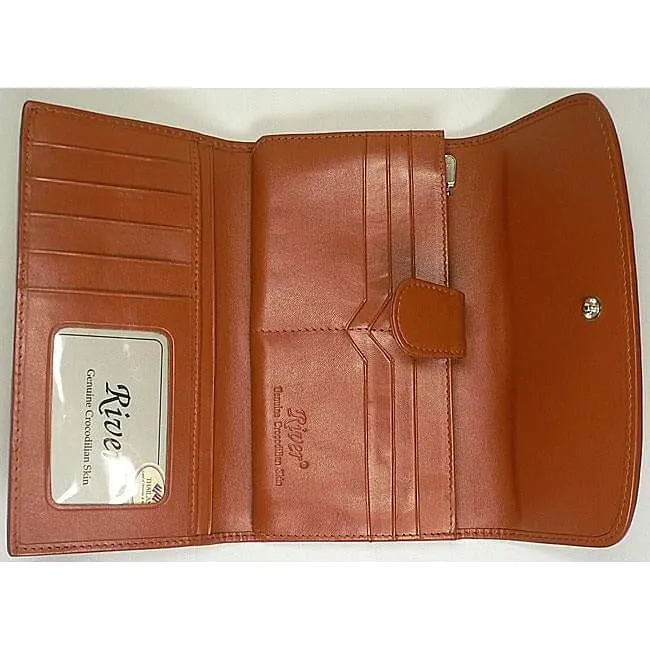 Light Brown Crocodile Skin Long Wallet
