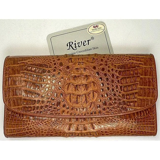 Light Brown Crocodile Skin Long Wallet