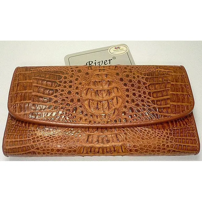 Light Brown Crocodile Skin Long Wallet