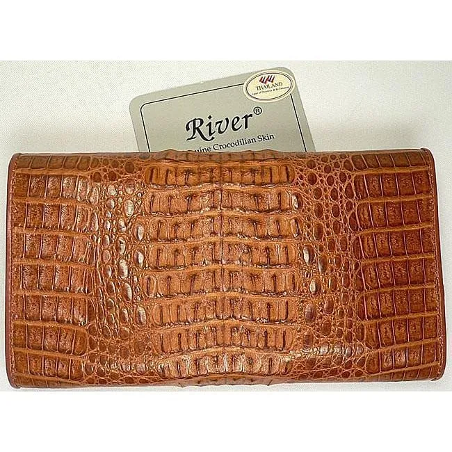 Light Brown Crocodile Skin Long Wallet