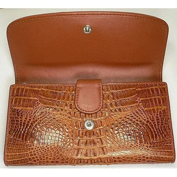 Light Brown Crocodile Skin Long Wallet