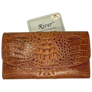 Light Brown Crocodile Skin Long Wallet