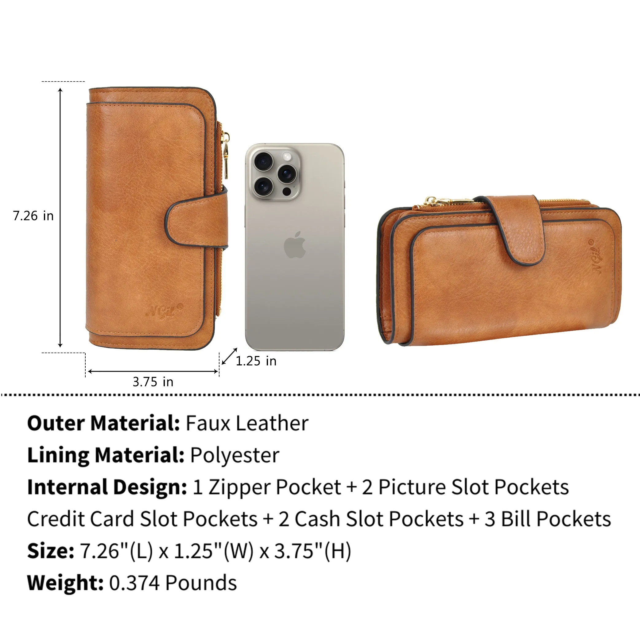 Light Brown NGIL Trifold Wallet