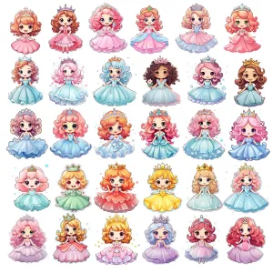 Little Princess Clipart, Watercolor Princess Clipart,Little Princess Ornaments, Baby Princess, Castle Sublimation Design, Princess Birthday, Fairytale Princes 004
