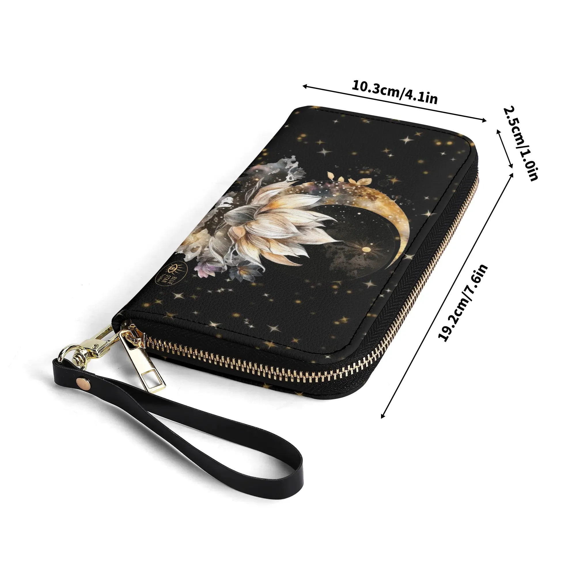 Lotus Moon Vegan Leather Zipper Wallet