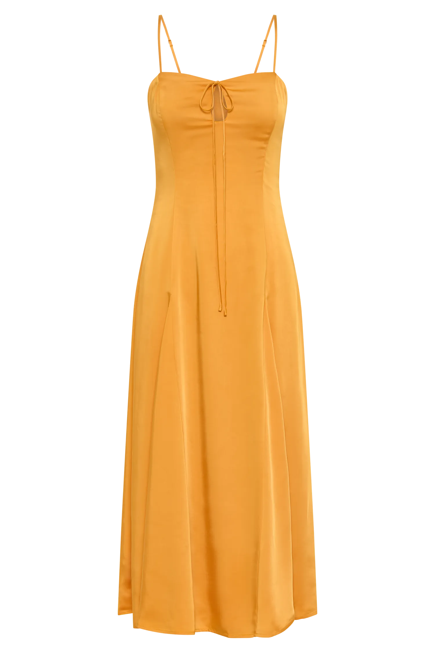 Luciana Satin Midi Dress - Tangerine