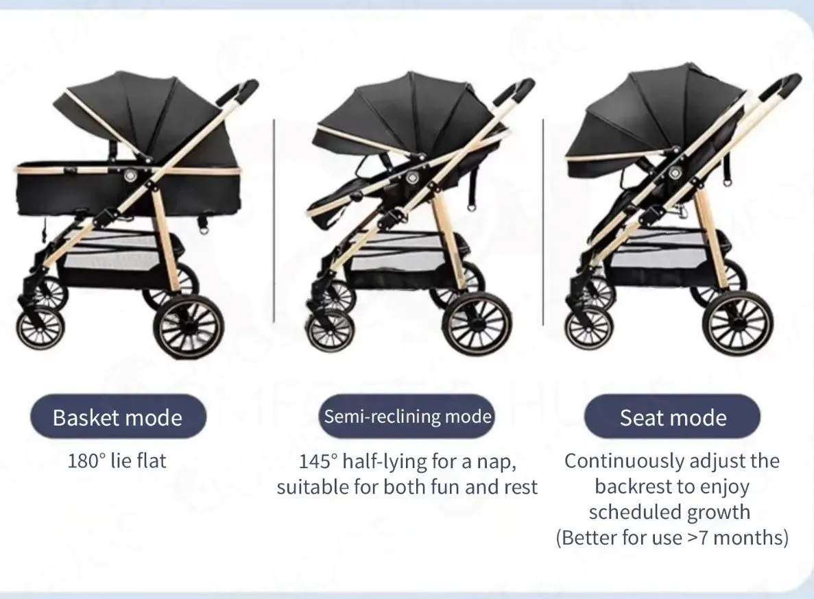 Luxury Light-Weight Stroller & Travel System - 3 Modes