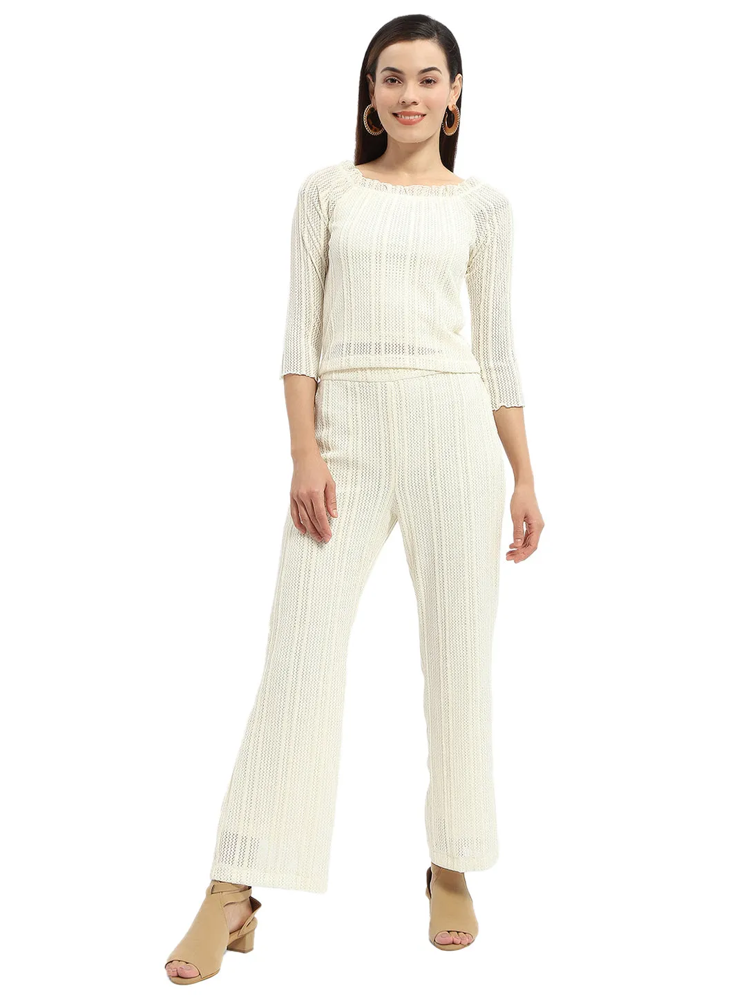 Madame Frill Round Neck Off-White Two Piece Co-Ord Set