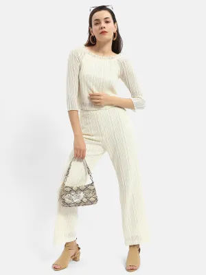 Madame Frill Round Neck Off-White Two Piece Co-Ord Set