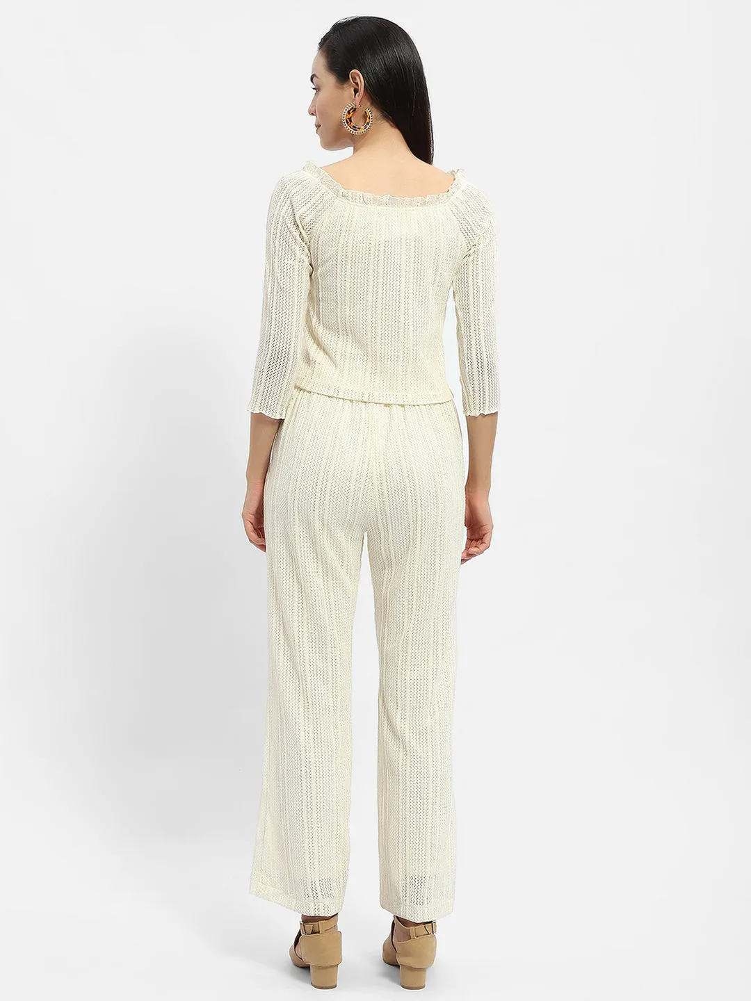 Madame Frill Round Neck Off-White Two Piece Co-Ord Set