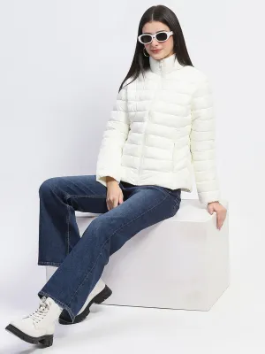Madame Nylon White Quilted Jacket