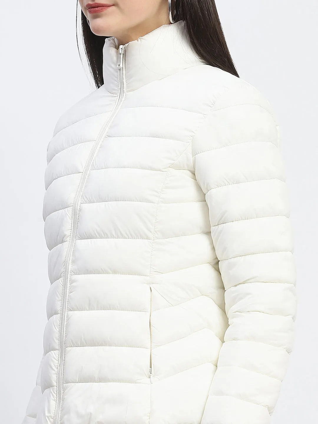 Madame Nylon White Quilted Jacket