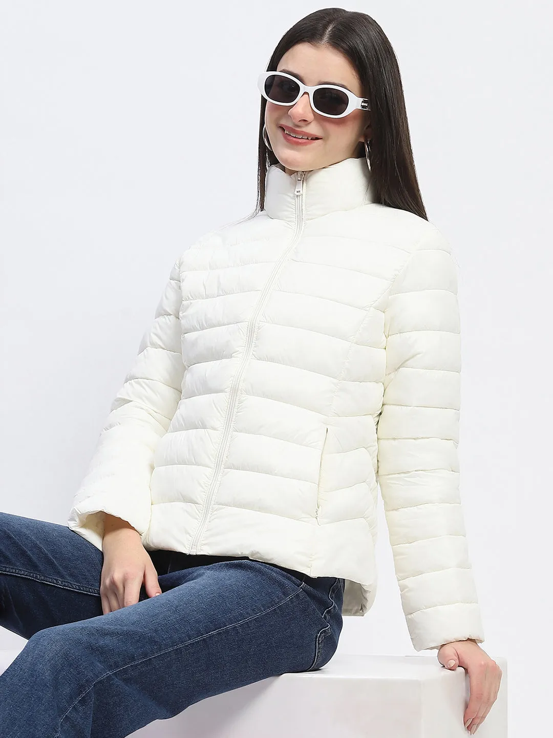 Madame Nylon White Quilted Jacket