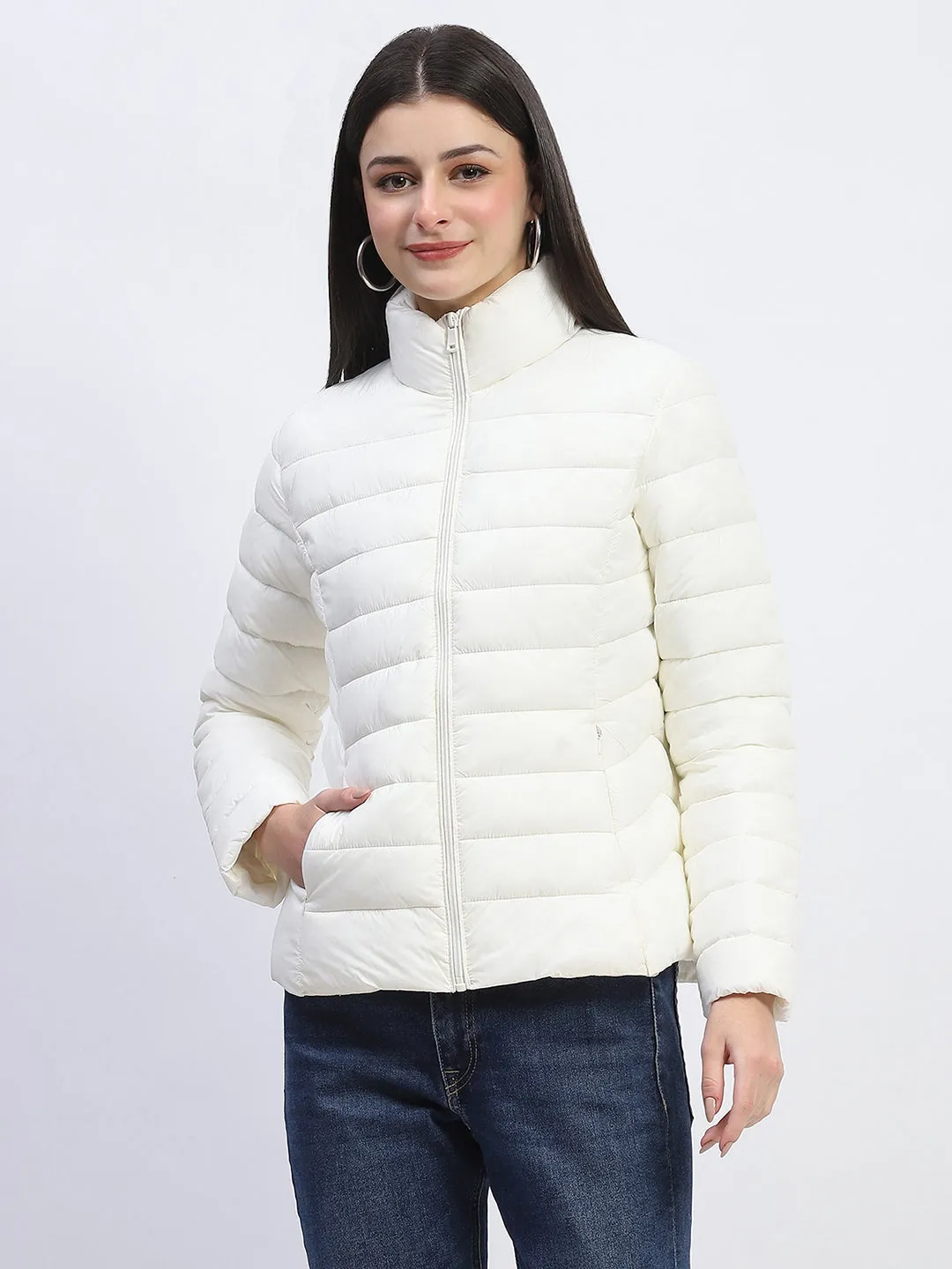 Madame Nylon White Quilted Jacket