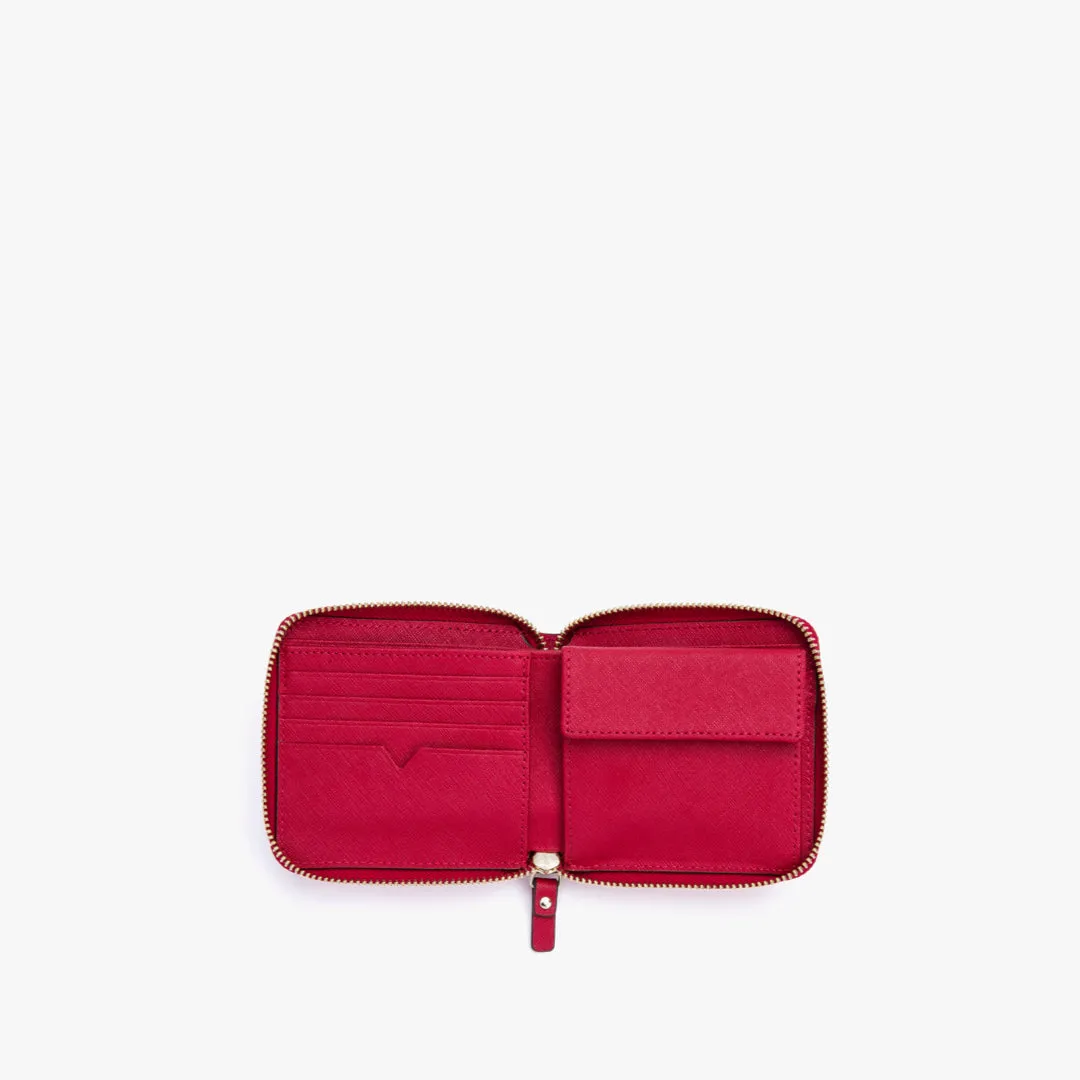 Mallorca Small Wallet - Saffiano Leather - Red / Gold / Camel