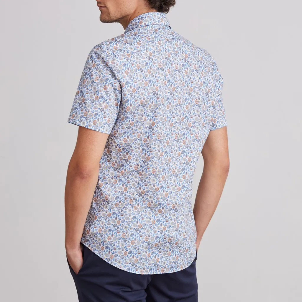 MARSEILLE FLORAL PRINT SHORT SLEEVE SHIRT - BLUE