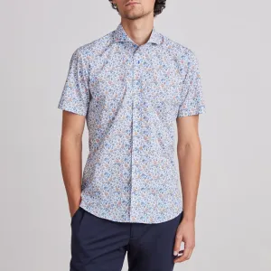 MARSEILLE FLORAL PRINT SHORT SLEEVE SHIRT - BLUE