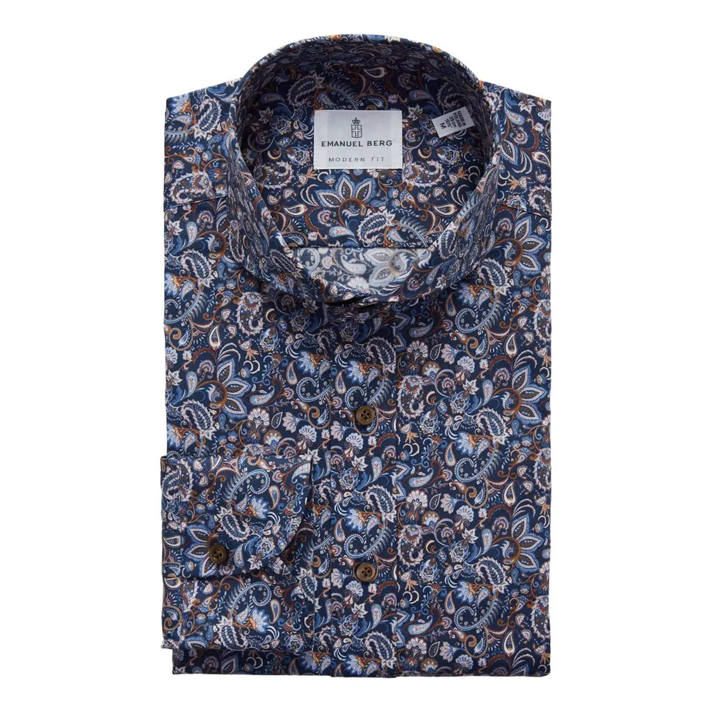 MARSEILLE PAISLEY PRINT SHIRT - DARK BLUE