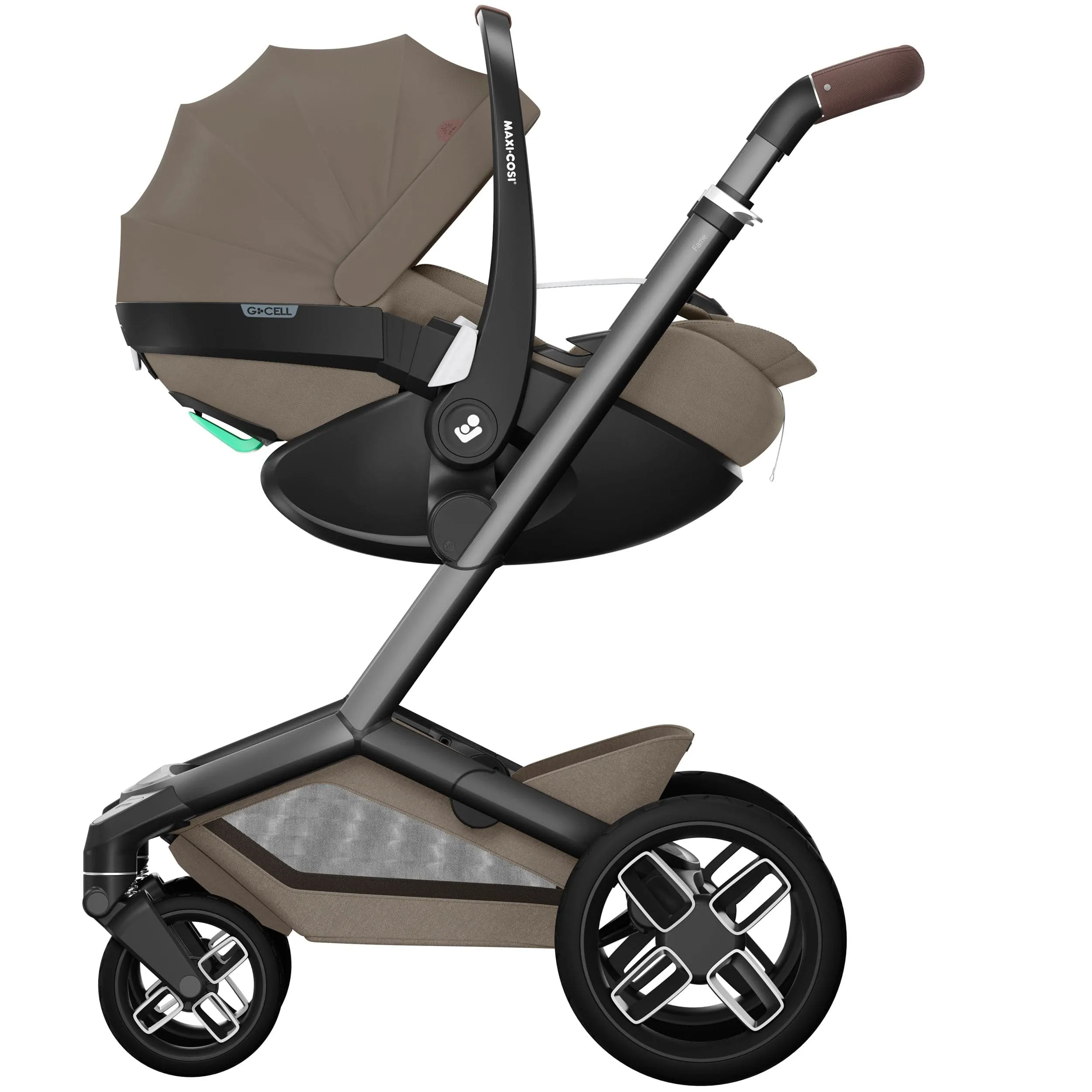 Maxi-Cosi FAME Travel System in Twillic Truffle (Black Wheels)