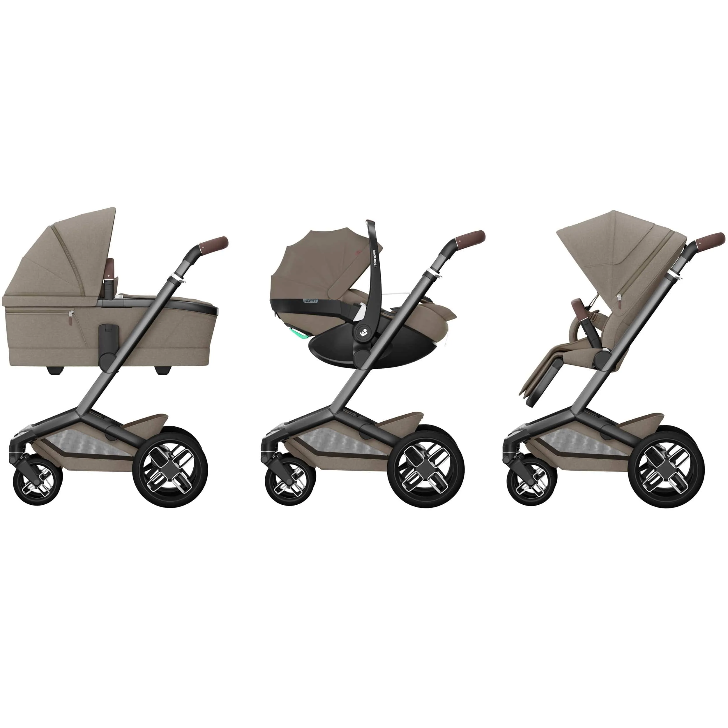 Maxi-Cosi FAME Travel System in Twillic Truffle (Black Wheels)