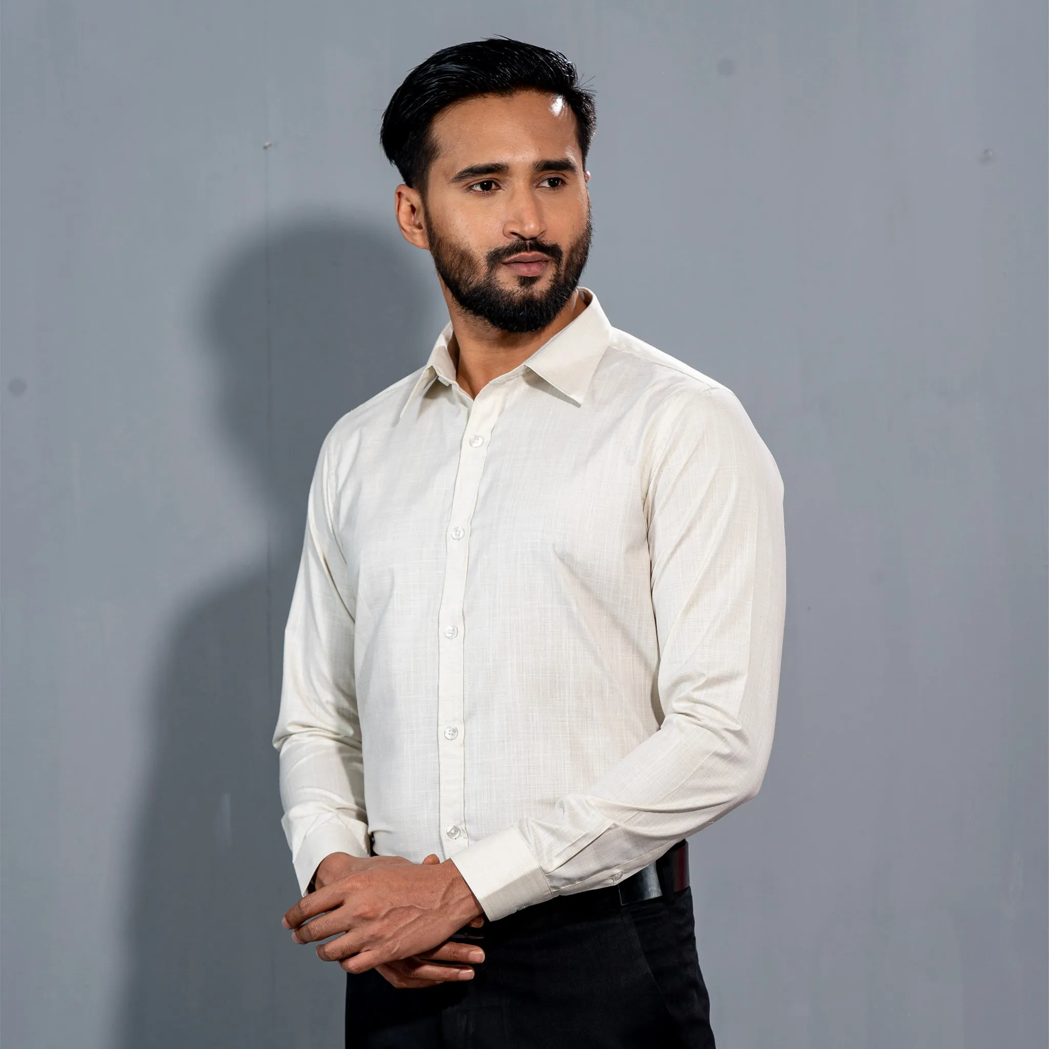 Mens Ecru Formal Shirt