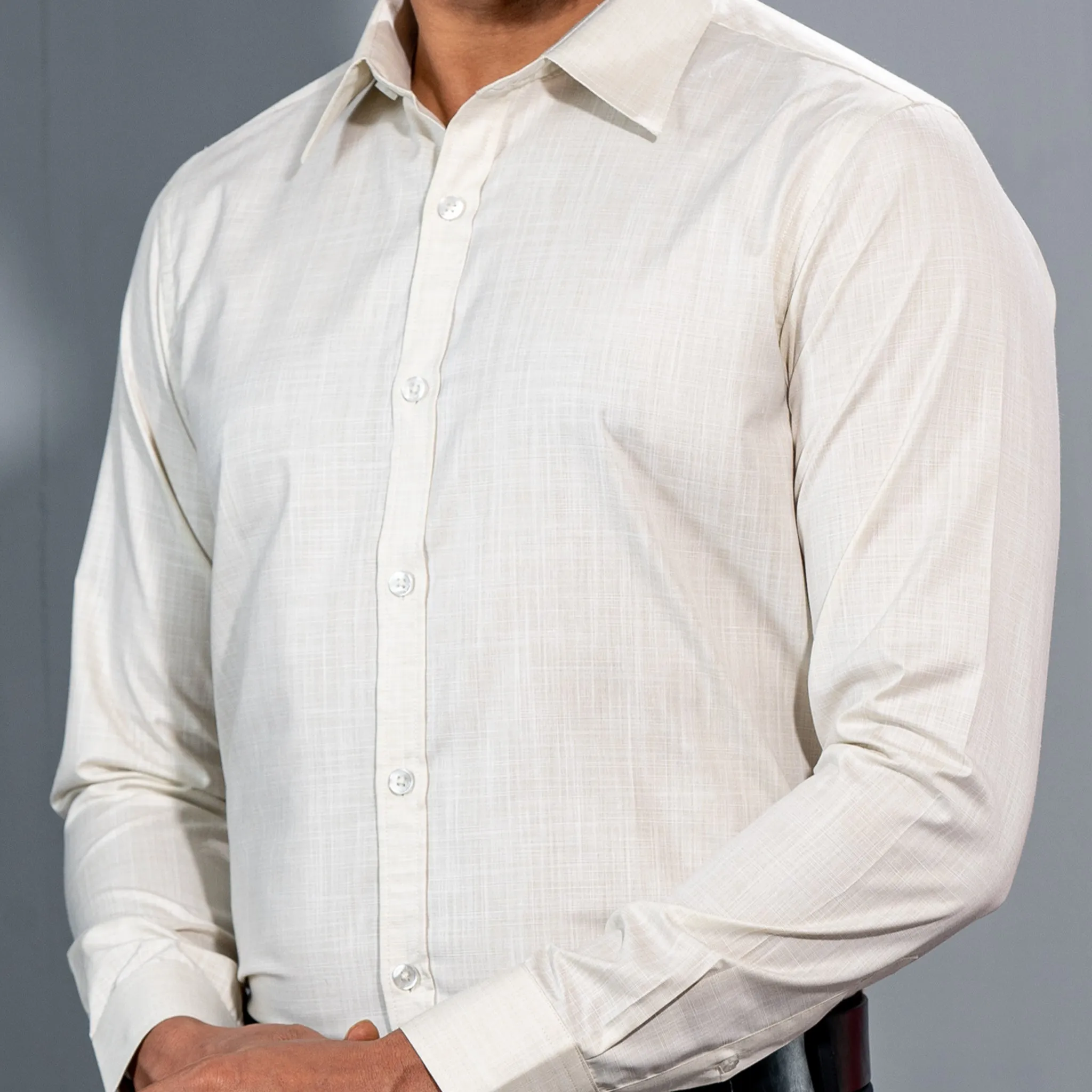Mens Ecru Formal Shirt