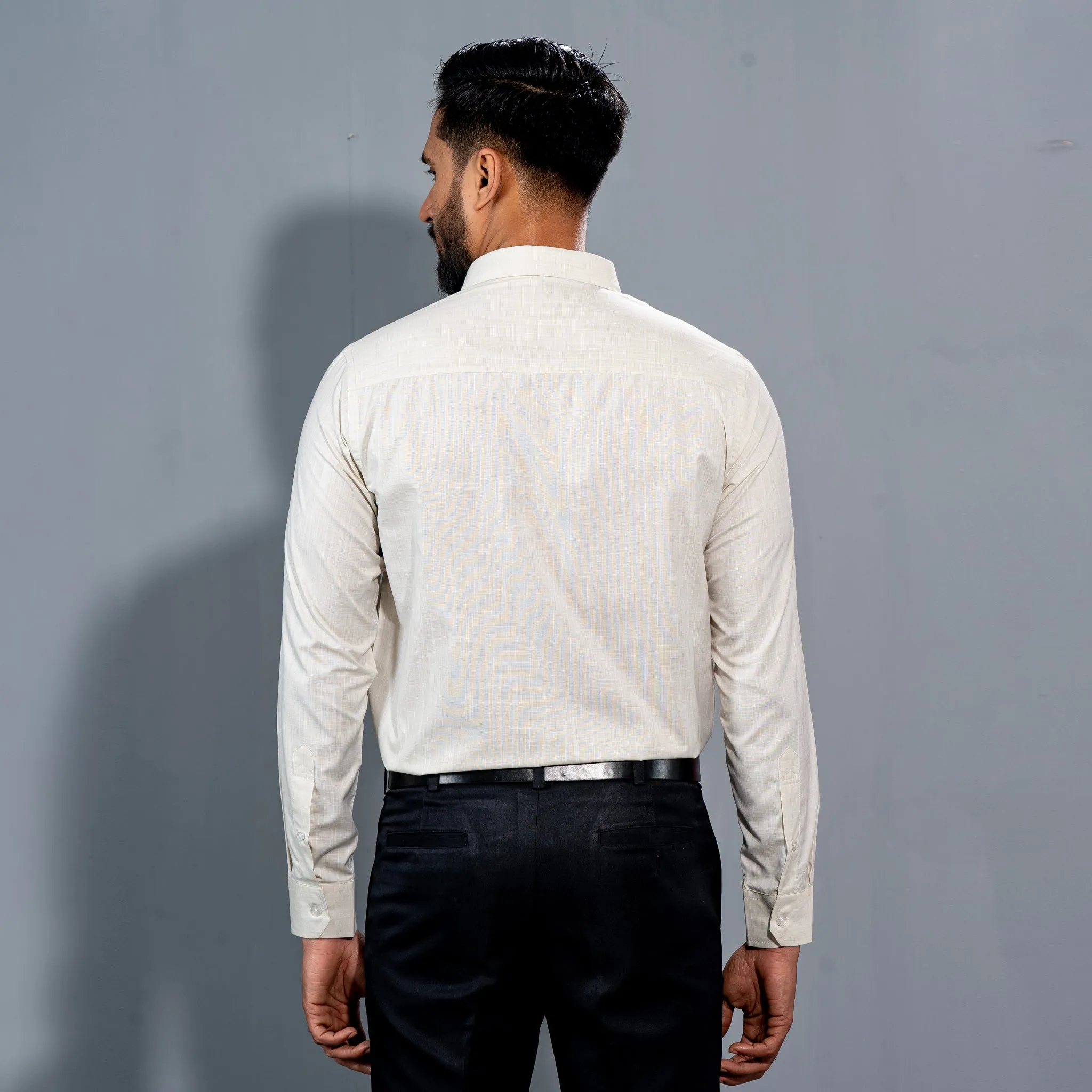 Mens Ecru Formal Shirt