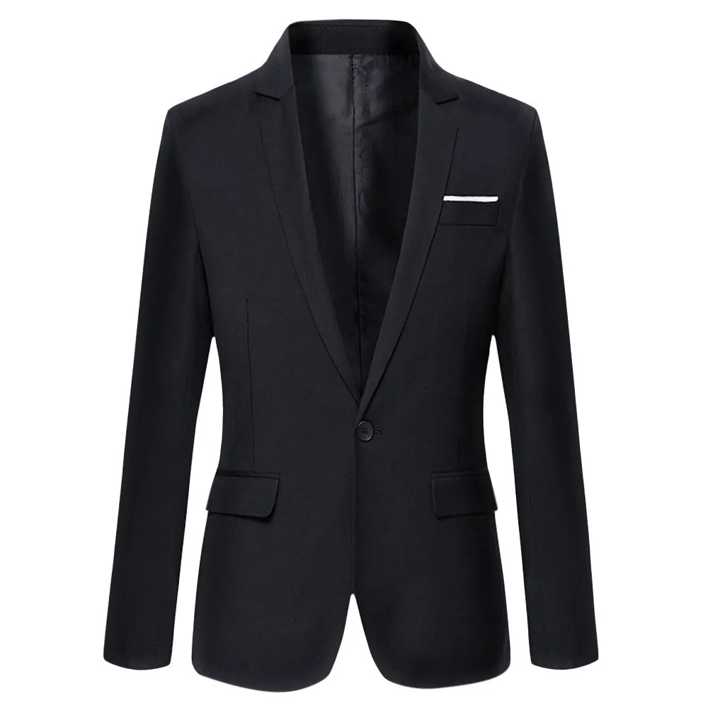 Men's Stylish Pure Color Turn Down Collar Slim Fit Suit