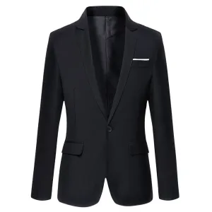 Men's Stylish Pure Color Turn Down Collar Slim Fit Suit