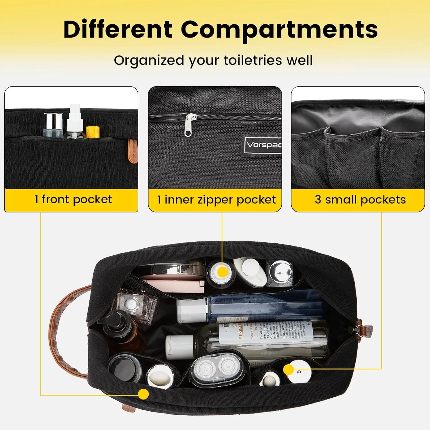 Mens Travel Toiletry Bag Waterproof Canvas Shaving Bag