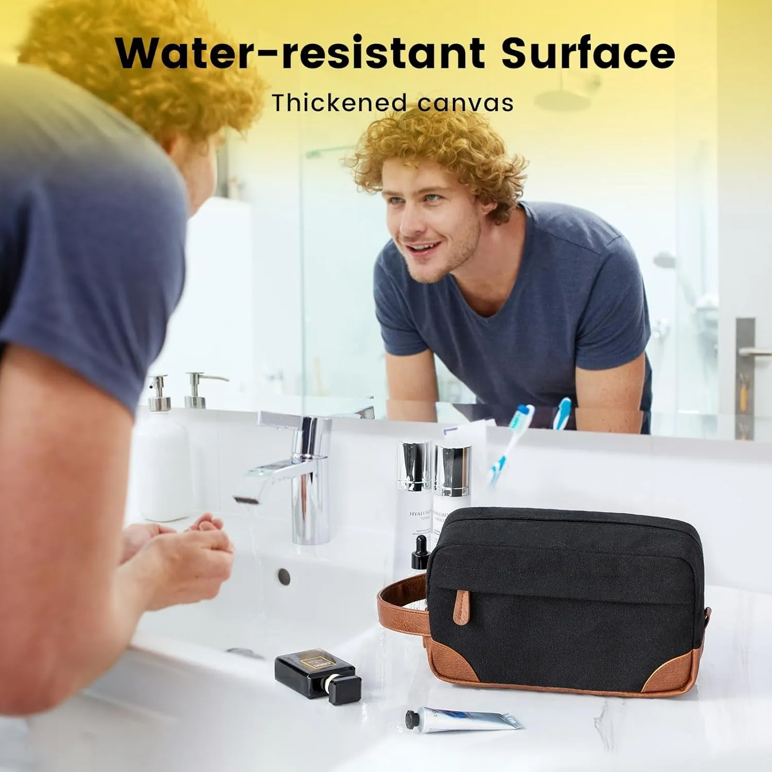 Mens Travel Toiletry Bag Waterproof Canvas Shaving Bag
