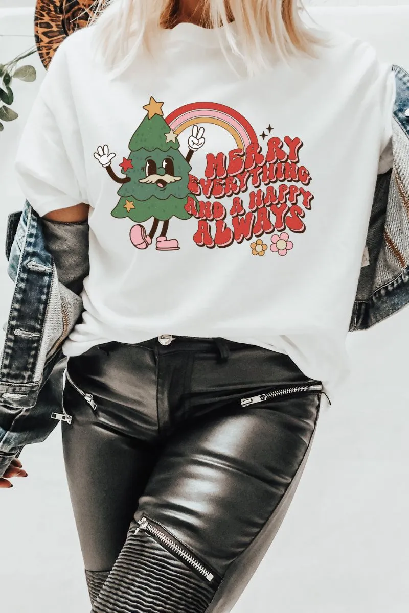Merry Everything and Happy Always - Christmas Retro Tee