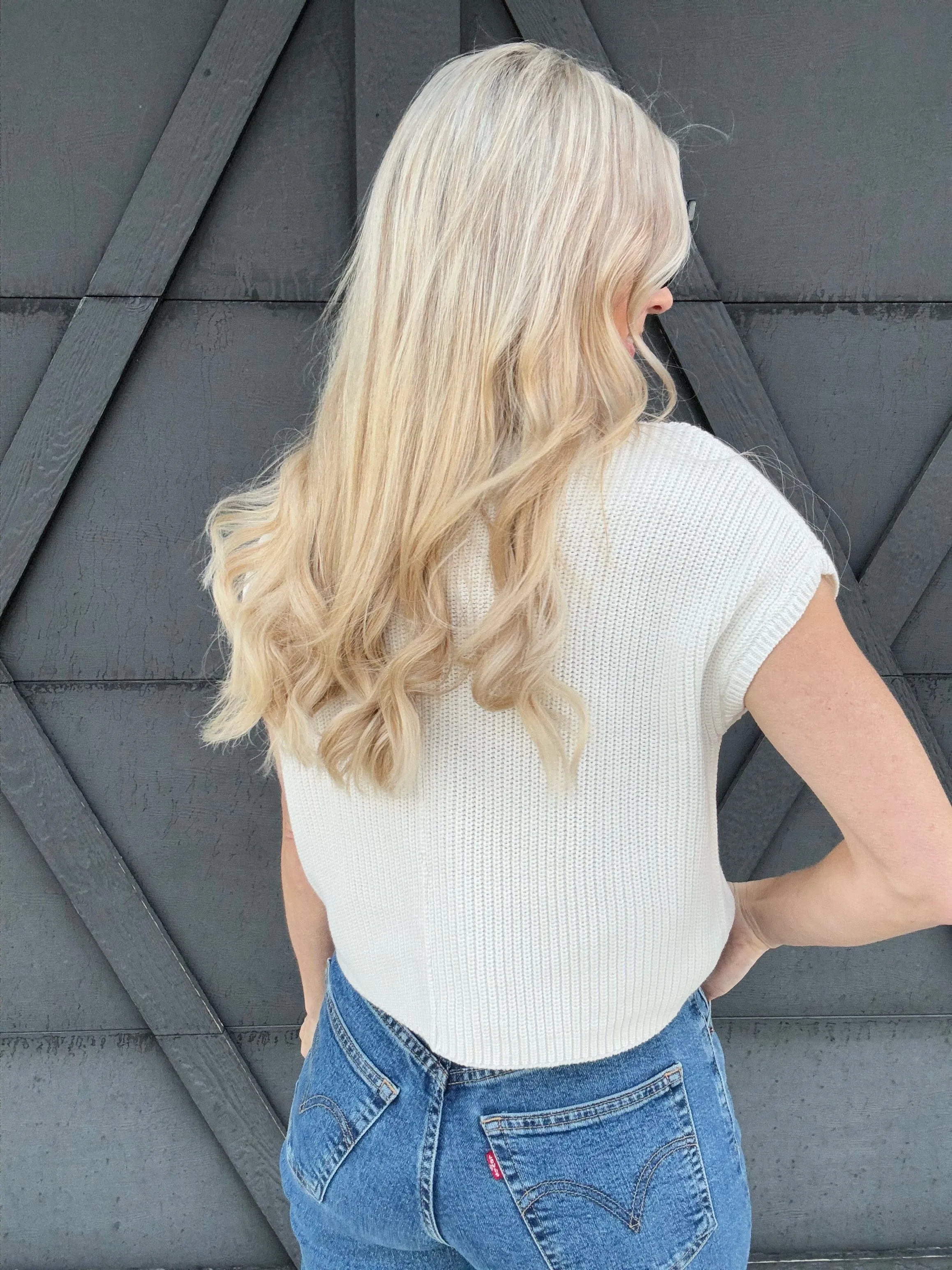 Mock Neck Short Sleeve Cropped Sweater In Ivory