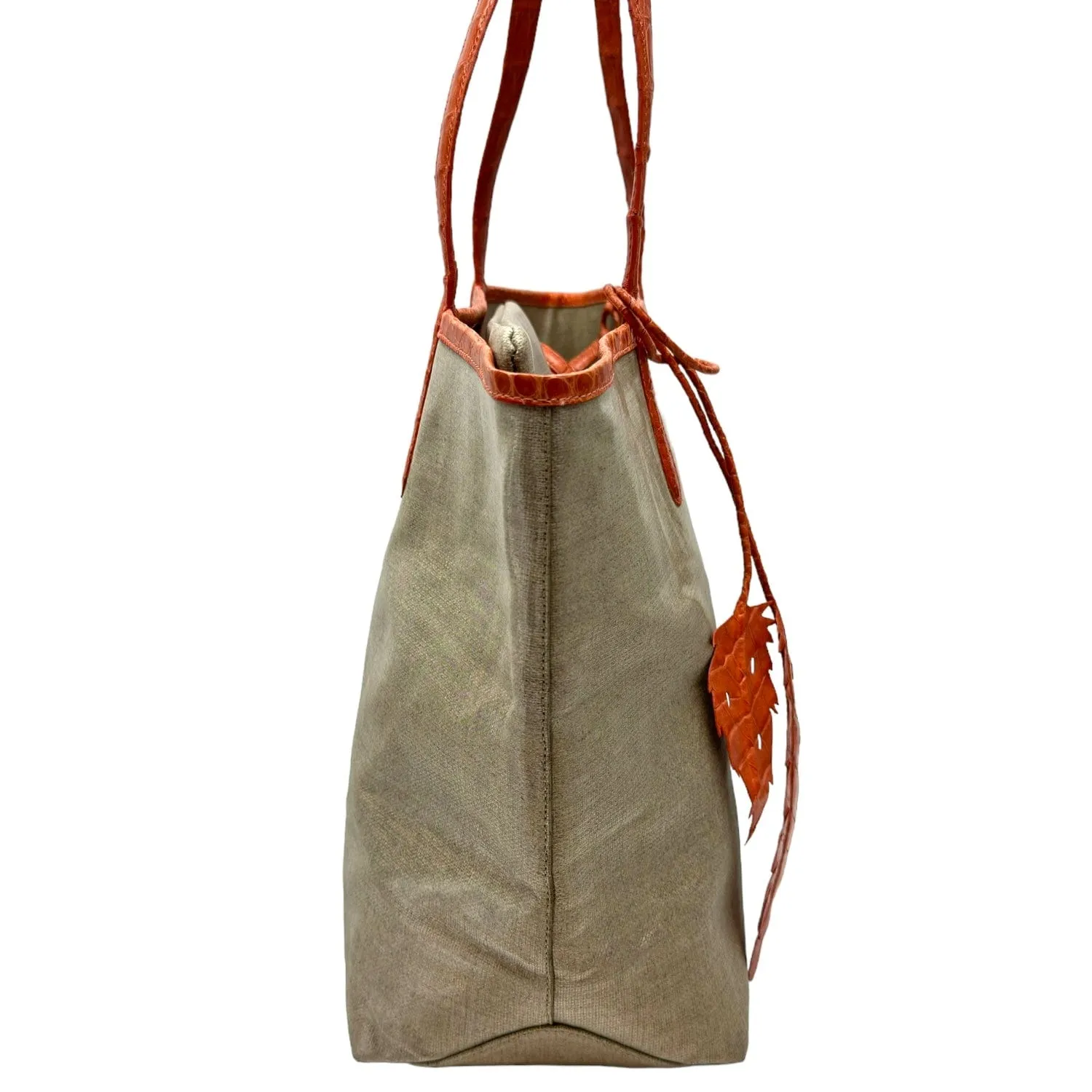 NANCY GONZALEZ Erica Coated Linen Tote - Beige & Coral
