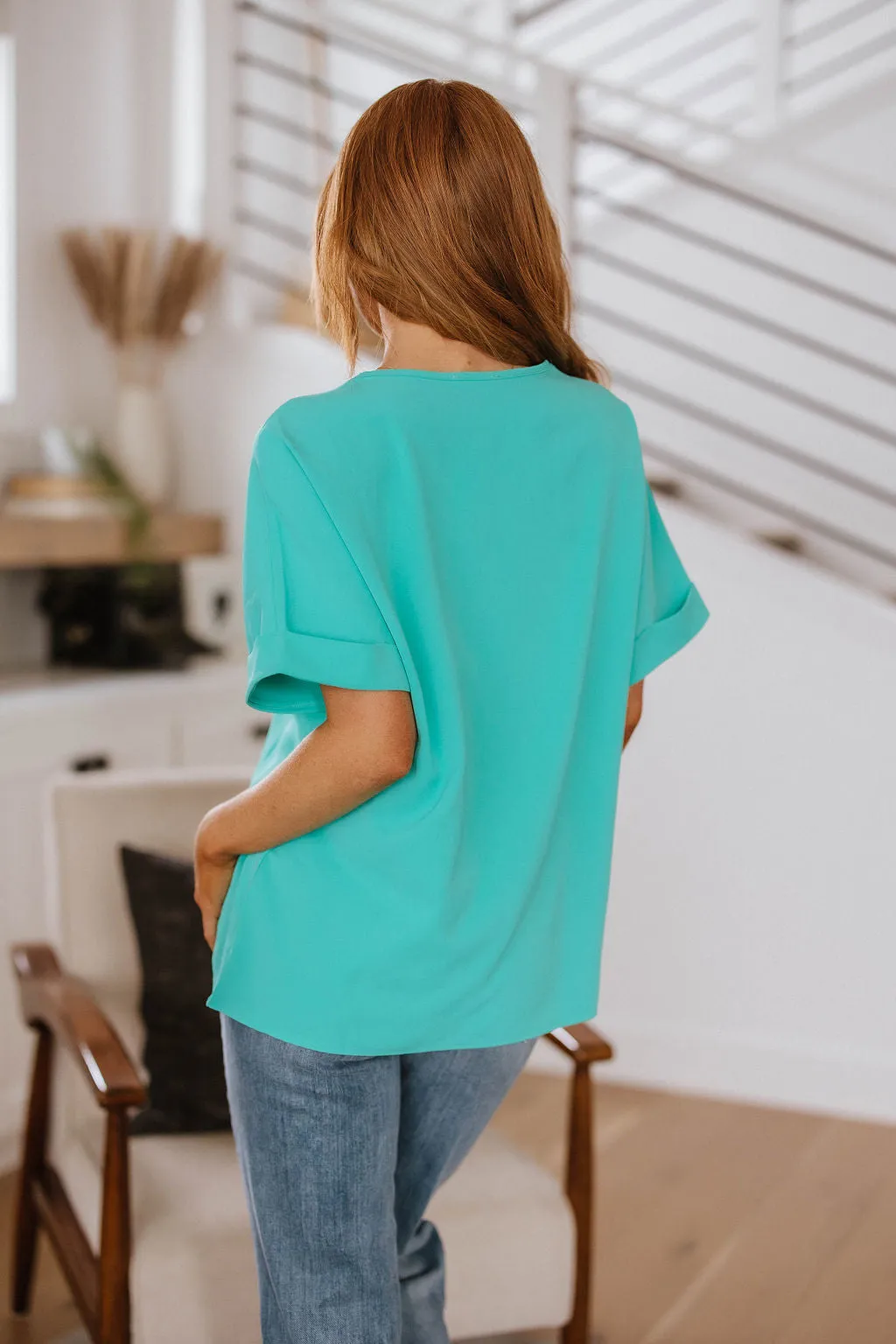 New & Noteworthy Top in Aqua