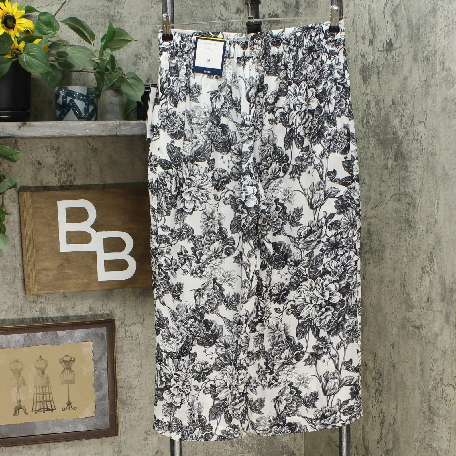 NWT Charter Club Printed Wide-Leg Capri Pants. 100094503MS L