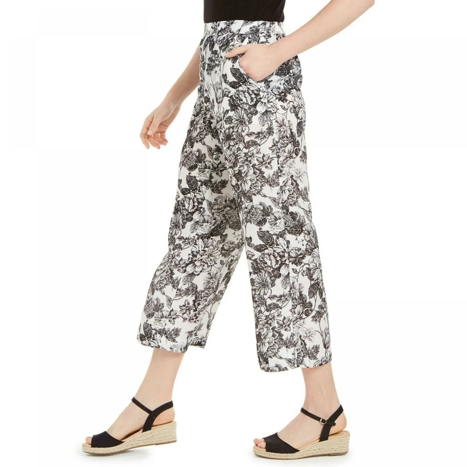 NWT Charter Club Printed Wide-Leg Capri Pants. 100094503MS L