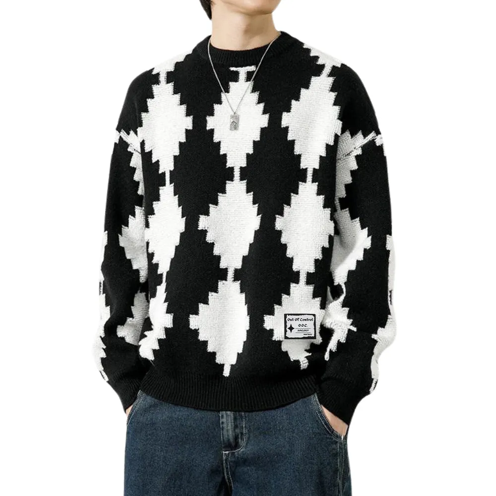⚡OOC' Casual Diamond Check Sweater