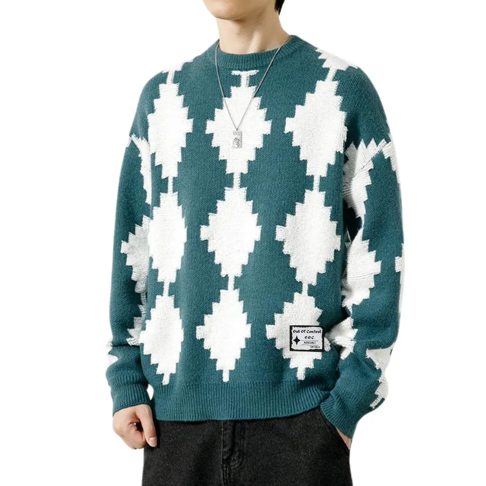 ⚡OOC' Casual Diamond Check Sweater