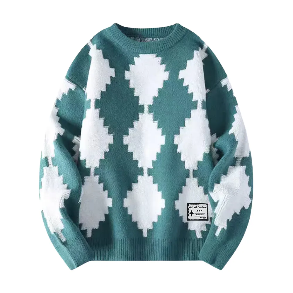 ⚡OOC' Casual Diamond Check Sweater